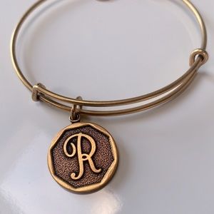 Alex and Ani "R" Initial Expandable Wire Bangle Bracelet, 2.5"